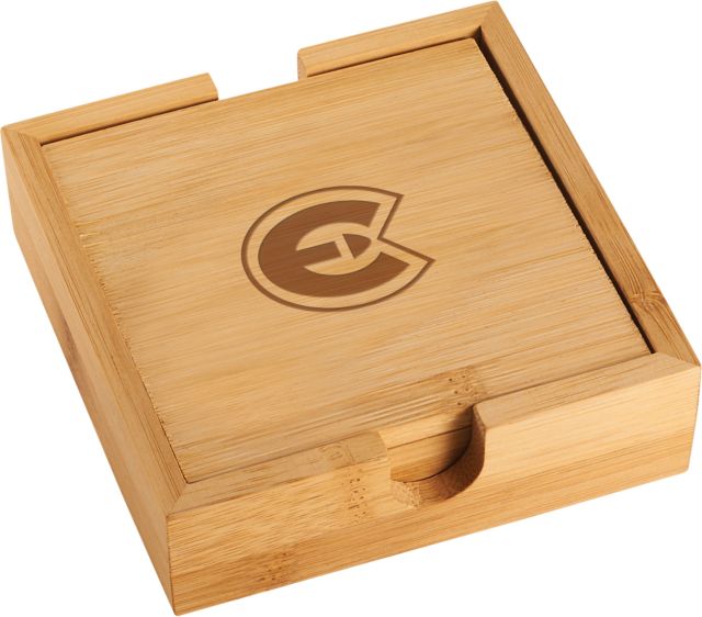 Eau Claire Bamboo Coaster Set Primary Athletic Mark Engraved - ONLINE ONLY