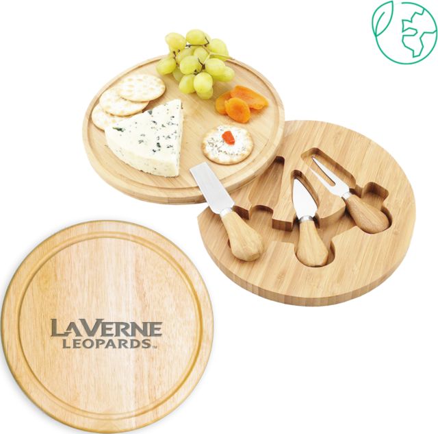 LaVerne 7.5 Inch Brie Circular Cutting Board Set University of La Verne  Leopards Wordmark Flat Engraved