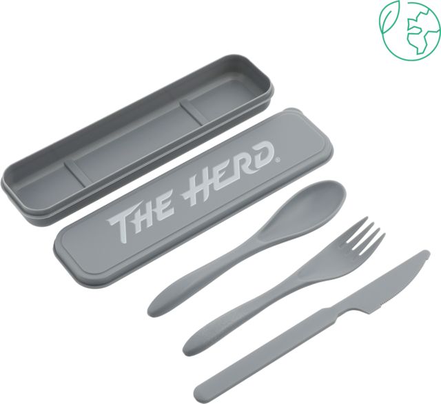 Marshall Bamboo Fiber Cutlery Set Marshall University The Herd Wordmark Engraved - ONLINE ONLY