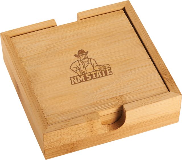 New Mexico State Bamboo Coaster Set Athletic Mark Engraved - ONLINE ONLY
