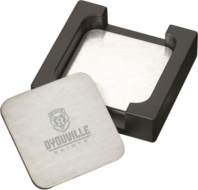 D Youville Stainless Coaster Set D Youville Primary Athletics Mark Engraved