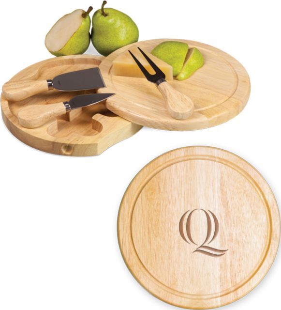 Quinnipiac 7.5 Inch Brie Circular Cutting Board Set Engraved - ONLINE ONLY