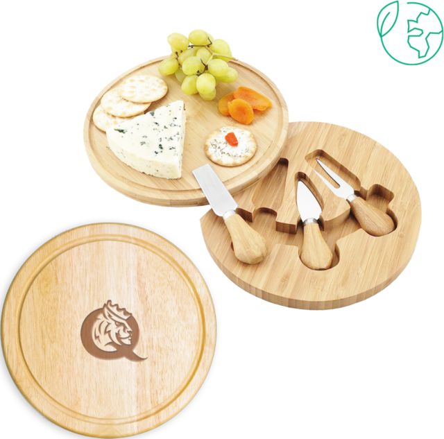 Queens U of Charlotte 7.5 Inch Brie Circular Cutting Board Set Queens Athletic Mark Engraved - ONLINE ONLY