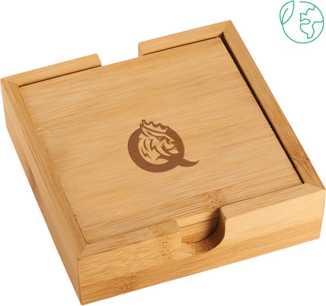 Queens U of Charlotte Bamboo Coaster Set Queens Athletic Mark Engraved - ONLINE ONLY