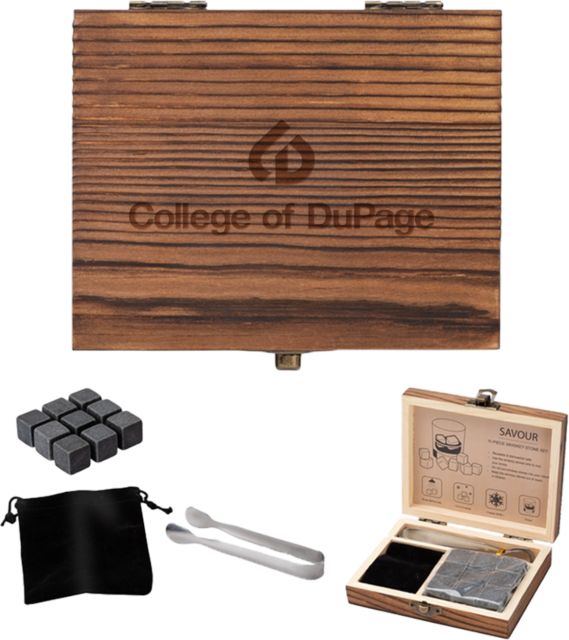 DuPage 11 Piece Whiskey Stone Set College of DuPage Stacked Engraved - ONLINE ONLY