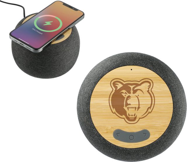 Salt Lake Community Garm Fabric & Bamboo Speaker with Wireless Charging Bear Head Engraved - ONLINE ONLY
