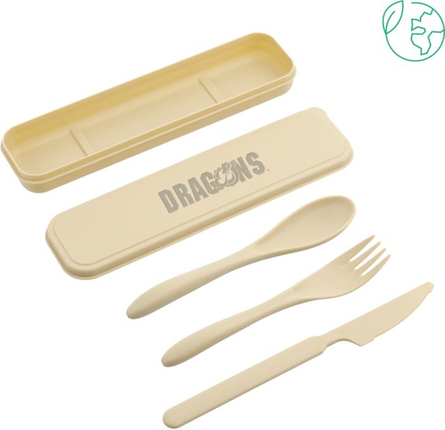 MSUM Bamboo Fiber Beige Cutlery Set Dragons Engraved - ONLINE ONLY