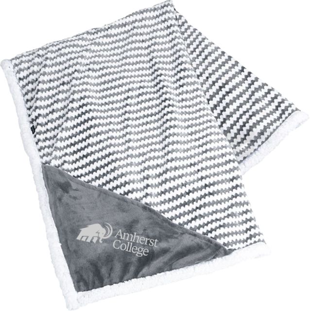Amherst College Field & Co Luxurious Chevron Striped Sherpa Blanket Mammoth Amherst College Lock Up Engraved - ONLINE ONLY