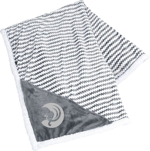 Amherst College Field Co Luxurious Chevron Striped Sherpa Blanket Circle  Mammoth Head Engraved ONLINE ONLY