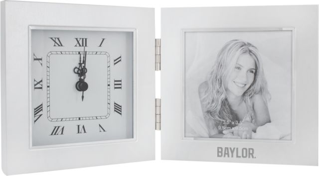 Baylor Two Tone Photo Frame w/Clock Baylor Wordmark Engraved - ONLINE ONLY
