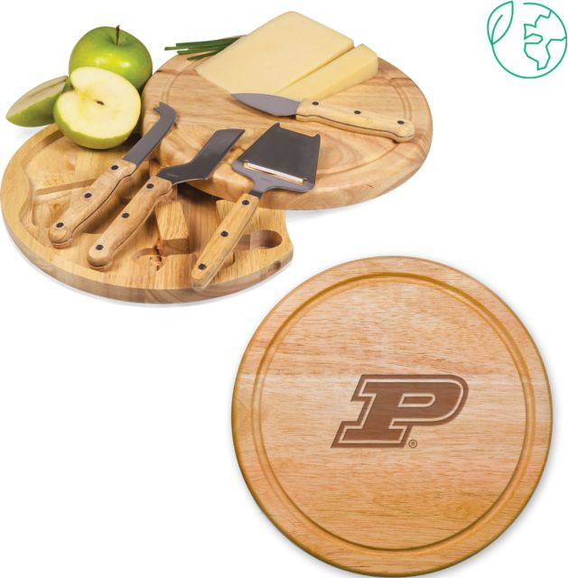 Purdue 10.2 Inch Circo Cheese Board Set Purdue Primary Athletic Mark Engraved