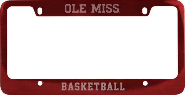 Ole Miss Metal License Plate Frame Ole Mill Block Flat Wordmark Engraved - ONLINE ONLY