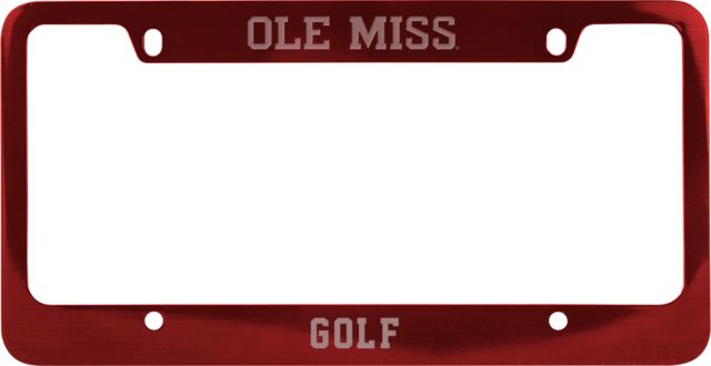 Ole Miss Metal License Plate Frame Ole Mill Block Flat Wordmark Engraved - ONLINE ONLY