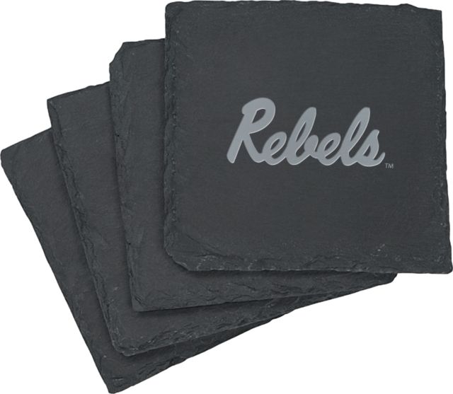 Ole Miss Slate Coaster Set Ole Miss Rebels Script Engraved - ONLINE ONLY