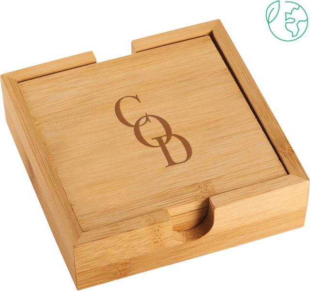 College of the Desert Bamboo Coaster Set COD Engraved - ONLINE ONLY