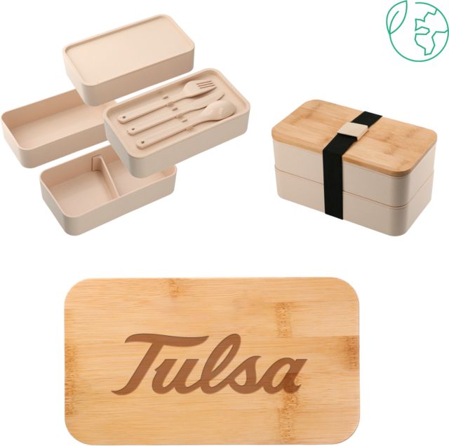 Tulsa Stackable Bamboo Fiber Bento Box Tulsa Wordmark Engraved - ONLINE ONLY