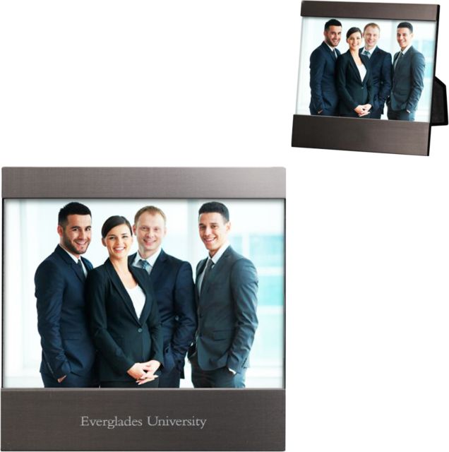 Everglades University® Brushed Gun Metal 4 x 6 Photo Frame EU Logo Engraved - ONLINE ONLY