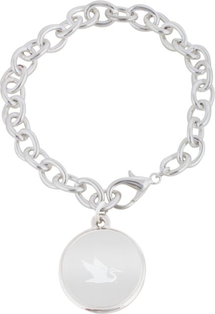Everglades University Charm Bracelet with Round Charm Everglades University EgretA Mascot Trademark Engraved - ONLINE ONLY