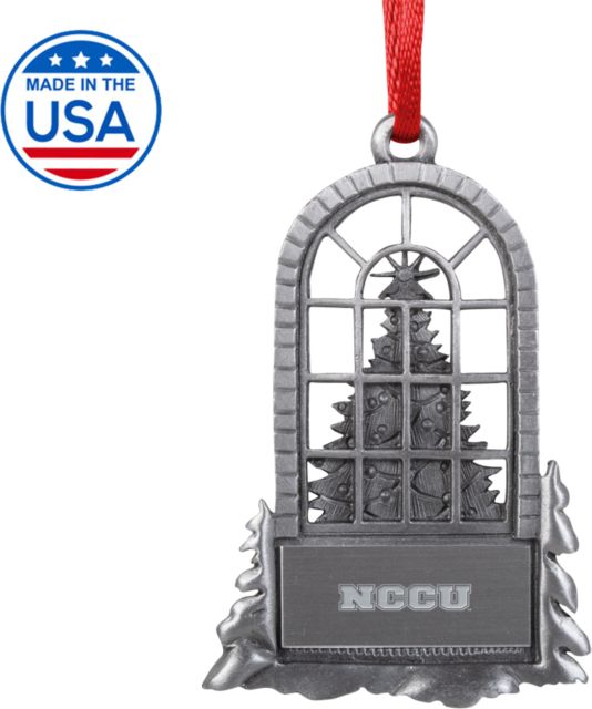 North Carolina Central Tree in Window Ornament NCCU Wordmark Engraved - ONLINE ONLY