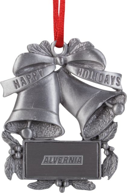 Alvernia Holiday Bells Ornament Alvernia Wordmark Engraved - ONLINE ONLY