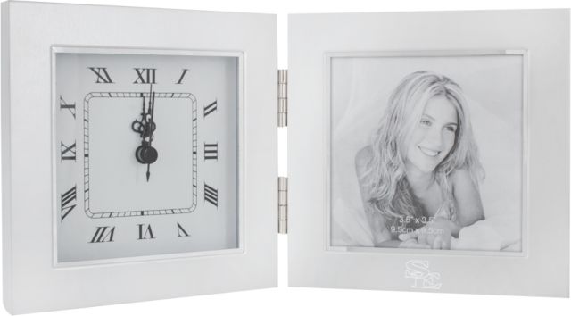 Southeastern Oklahoma State Two Tone Photo Frame w/Clock SE Symbol Engraved - ONLINE ONLY