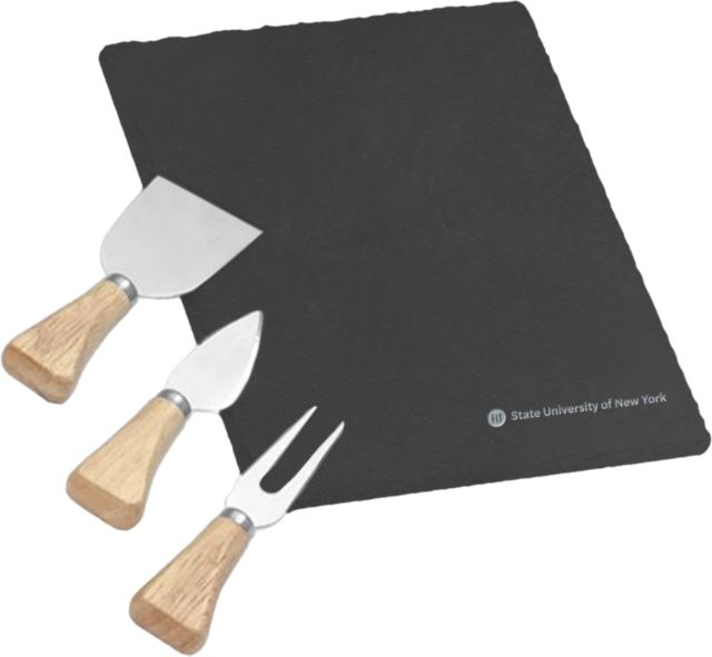 Fashion Institute 4 Piece Slate Cheese Serving Set FIT State University of New York - Horizontal Wordmark Engraved - ONLINE ONLY