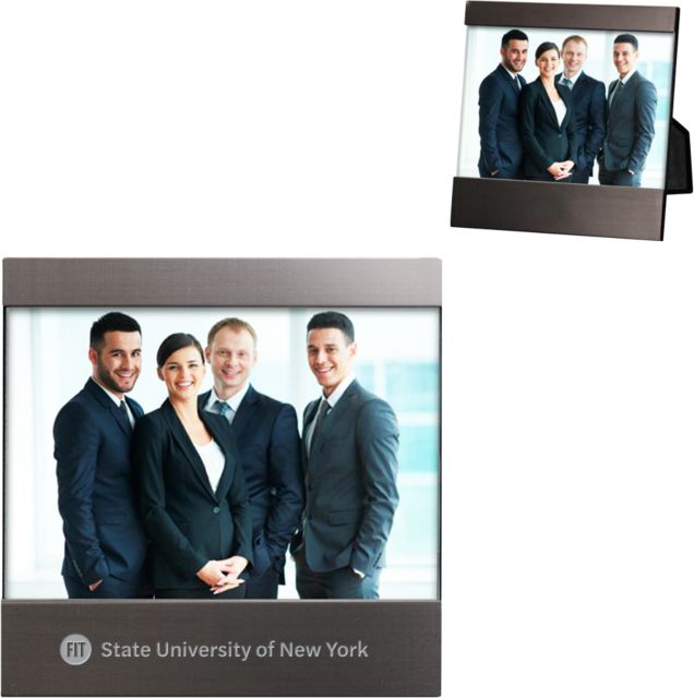 Fashion Institute Brushed Gun Metal 4 x 6 Photo Frame FIT State University of New York - Horizontal Wordmark Engraved - ONLINE ONLY