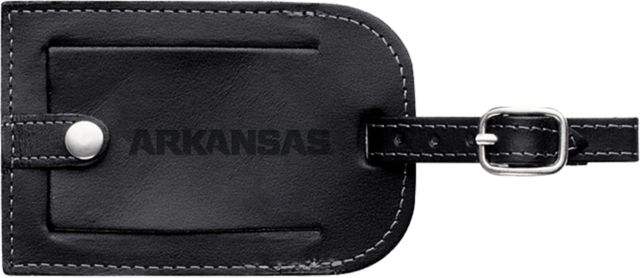 Arkansas Millennium Leather Luggage Tag Arkansas Wordmark Engraved