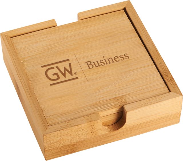 George Washington Bamboo Coaster Set Business Engraved - ONLINE ONLY