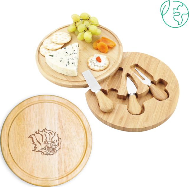 Arkansas Pine Bluff 7.5 Inch Brie Circular Cutting Board Set Golden Lion Head Engraved - ONLINE ONLY
