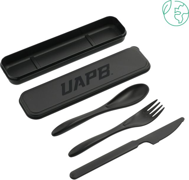 Arkansas Pine Bluff Bamboo Fiber Cutlery Set UAPB Word Mark Engraved - ONLINE ONLY