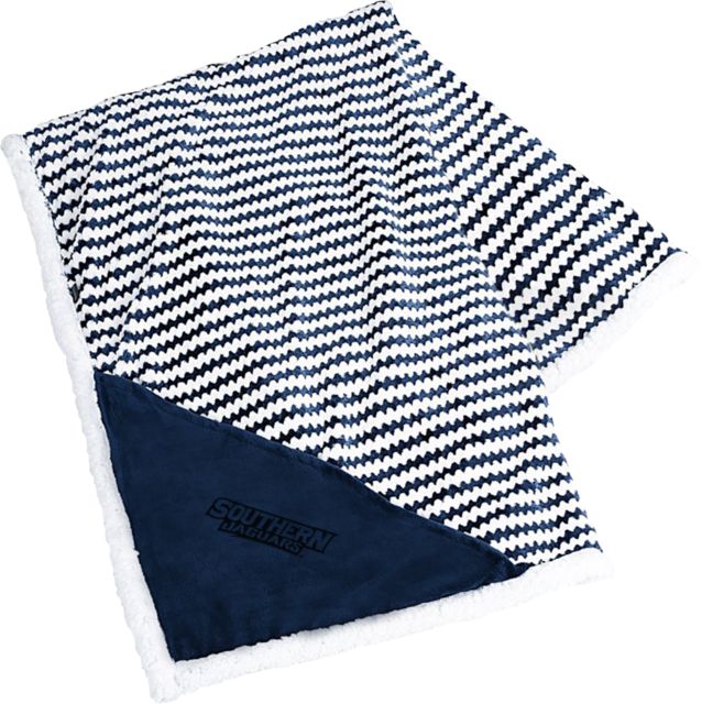 Southern University Field & Co Luxurious Chevron Striped Sherpa Blanket Souther University Wordmark Engraved - ONLINE ONLY