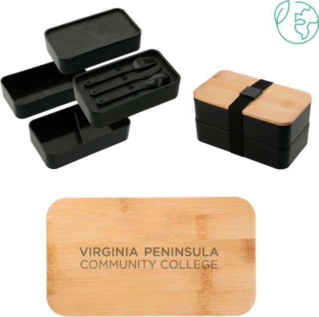 Virginia Peninsula Stackable Bamboo Fiber Bento Box Virginia Peninsula Community College Engraved - ONLINE ONLY