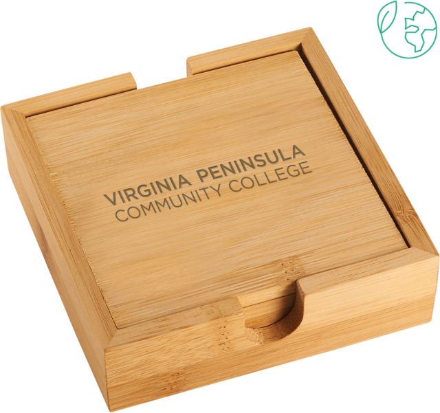 Virginia Peninsula Bamboo Coaster Set Virginia Peninsula Community College Engraved - ONLINE ONLY