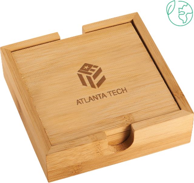 Atlanta Tech College Bamboo Coaster Set Atlanta Tech Engraved - ONLINE ONLY