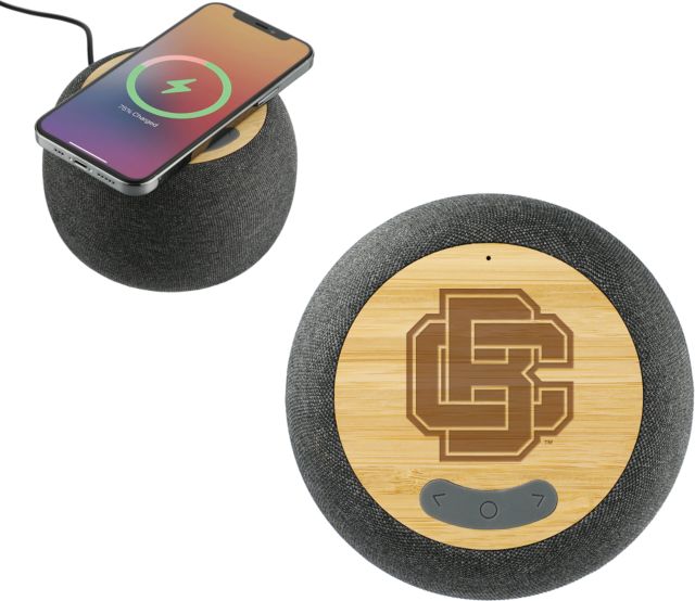 Bethune Cookman Garm Fabric & Bamboo Speaker with Wireless Charging Primary Mark  Engraved - ONLINE ONLY