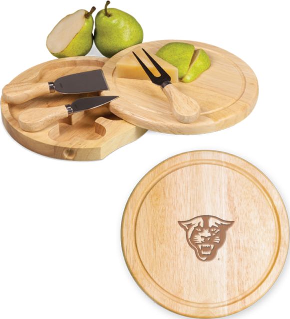 Georgia State 7.5 Inch Brie Circular Cutting Board Set Panther Head Engraved - ONLINE ONLY