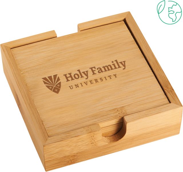 Holy Family Bamboo Coaster Set Holy Family Wordmark Horizontal Engraved - ONLINE ONLY