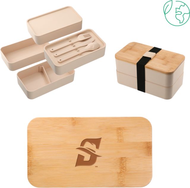Stetson Stackable Bamboo Fiber Beige Bento Box Primary logo Engraved - ONLINE ONLY