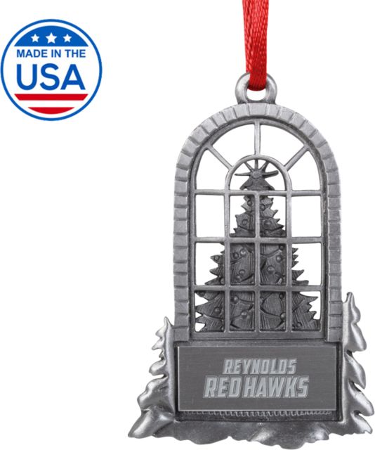 J. Sargeant Reynolds Tree in Window Ornament Reynolds Red Hawks Engraved - ONLINE ONLY