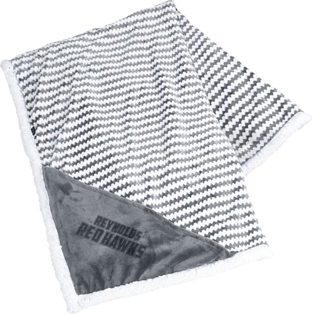 J. Sargeant Reynolds Field & Co Luxurious Chevron Striped Sherpa Blanket Reynolds Red Hawks Engraved - ONLINE ONLY