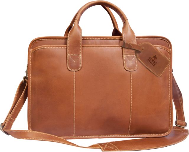 Texas State Canyon Buffalo Valley Tan Briefcase Texas State Logo