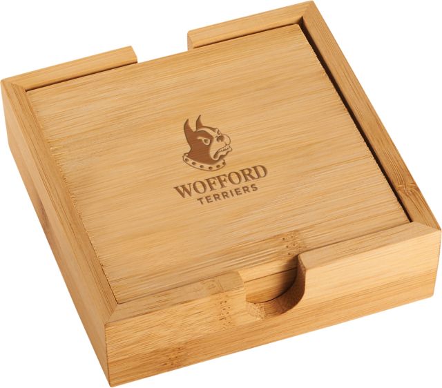 Wofford Bamboo Coaster Set Wofford Terriers w/ Terrier Engraved - ONLINE ONLY