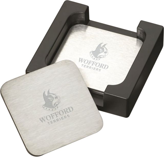 Wofford Stainless Coaster Set Wofford Terriers w/ Terrier Engraved - ONLINE ONLY