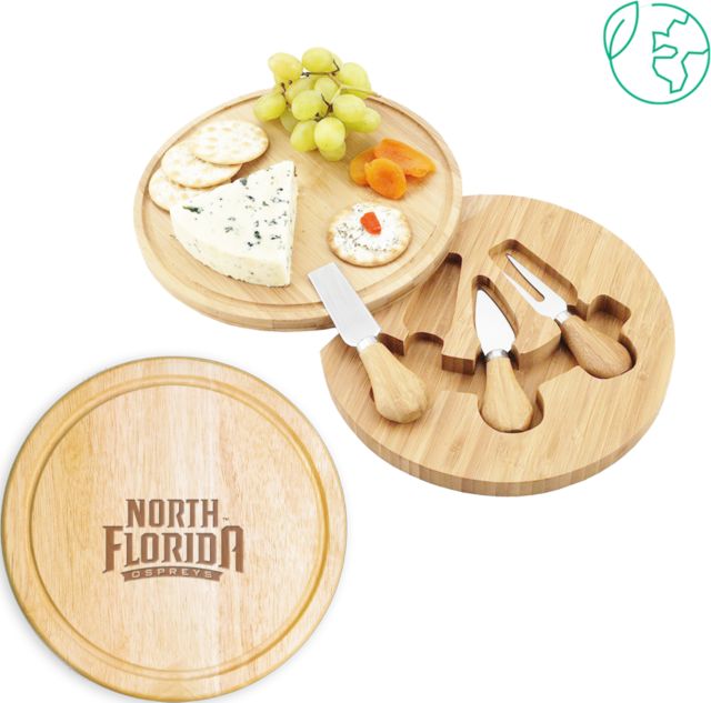 North Florida 7.5 Inch Brie Circular Cutting Board Set UNF Primary Mark Engraved - ONLINE ONLY
