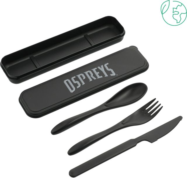 North Florida Bamboo Fiber Cutlery Set Ospreys Wordmark  Engraved - ONLINE ONLY
