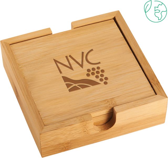 Napa Valley Bamboo Coaster Set Napa Valley College NVC Icon Engraved - ONLINE ONLY