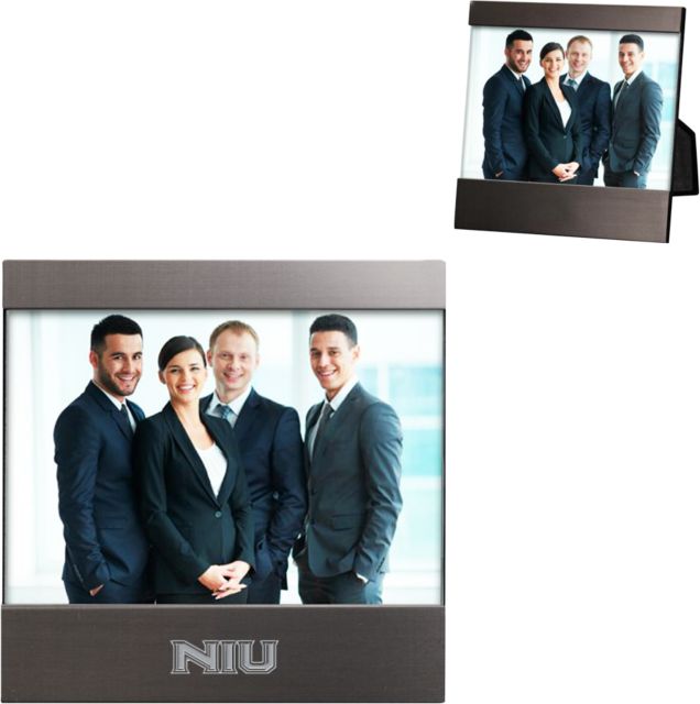 Northern Illinois Brushed Gun Metal 4 x 6 Photo Frame Primary Wordmark Engraved - ONLINE ONLY