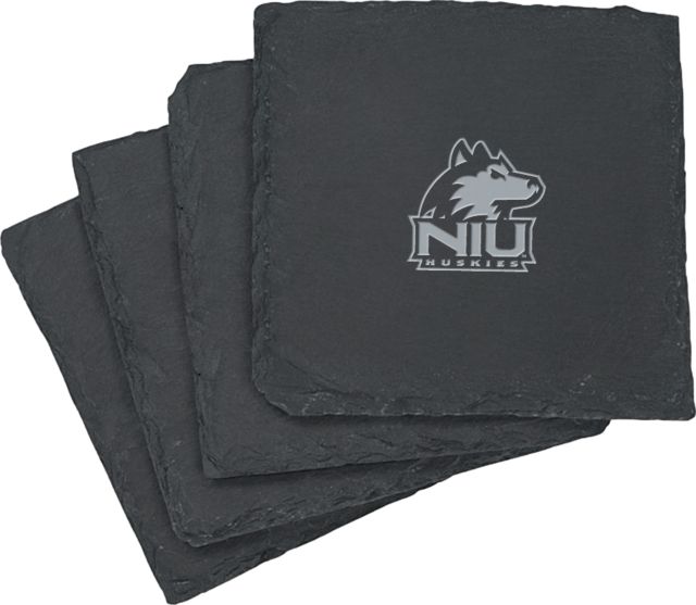 Northern Illinois Slate Coaster Set Primary Mark Engraved - ONLINE ONLY