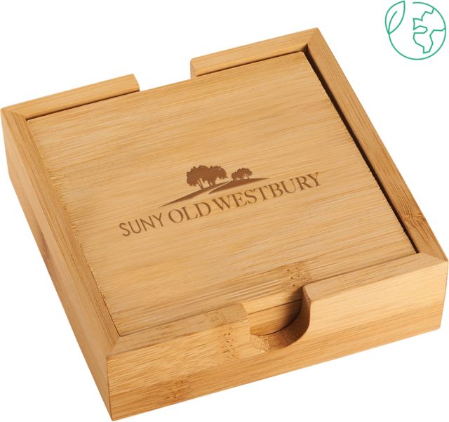SUNY Old Westbury Bamboo Coaster Set SUNY Old Westbury Primary Workmark Engraved - ONLINE ONLY